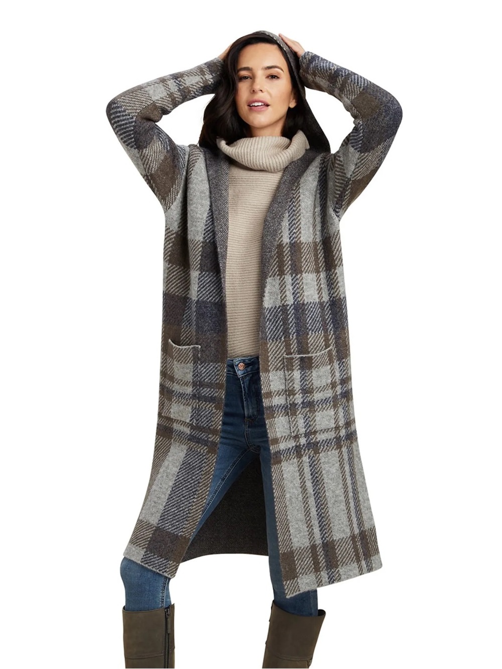Ariat Country Saratoga Ladies Cardigan Grey Plaid size medium